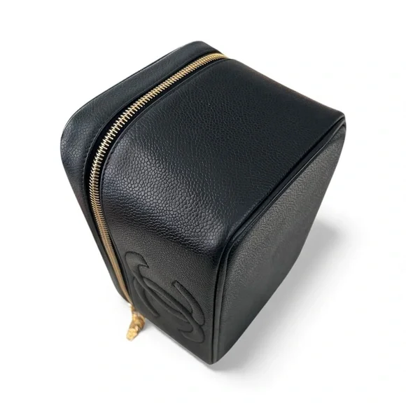 CHANEL Rare 1997 Mirrored Vanity Cosmetic Case / Make Up Bag / Caviar Leather - Picture 10 of 16